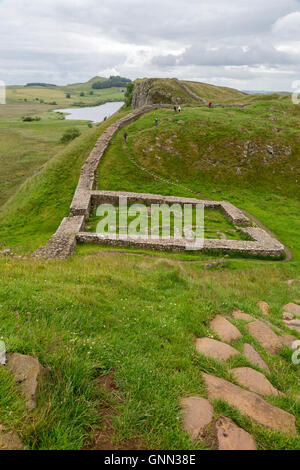 Northumberland, Inghilterra, Regno Unito. Milecastle 39, il castello di Nick, il vallo di Adriano (Pennine Way) Sentiero. Foto Stock