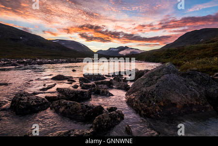 Ristacohkka collina in sunset Foto Stock