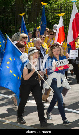 Varsavia, Polonia, dimostrazione di circa Oppositionsbuendnises bipartisan per il salvataggio della democrazia polacca Foto Stock