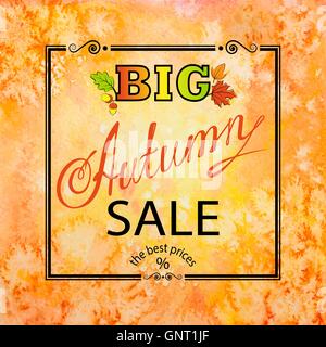 Vendita autunnale quadrato arancione sullo sfondo Illustrazione Vettoriale