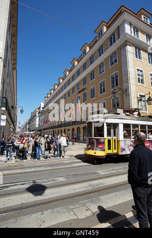 Lisbona, Portogallo, Rua Aurea nel quartiere Baixa Foto Stock