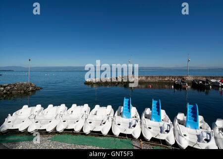 Il marina di Évian-les-Bains, sul Lago di Ginevra, Alta Savoia, Francia, Europa Foto Stock