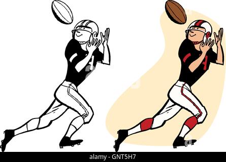 Giocatore di football la cattura di un pallone da calcio. Illustrazione Vettoriale