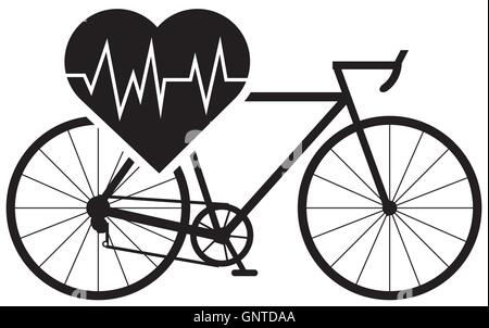 Cuore cardiogram e icona di bicicletta Illustrazione Vettoriale