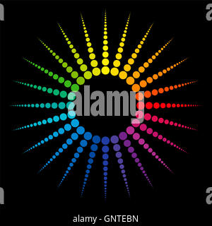 Star - gradiente arcobaleno punti colorati su sfondo nero. Foto Stock
