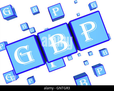 Gbp dice che indica grande British Pound 3d illustrazione Foto Stock