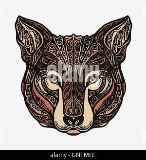 Etnica jackal ornata, coyote, lupo o cane. Illustrazione Vettoriale Illustrazione Vettoriale