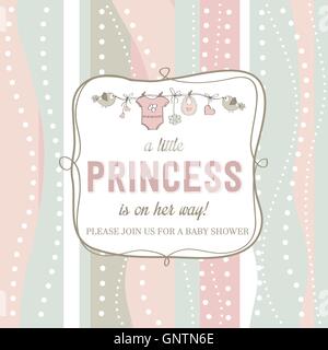 Shabby Chic Baby girl doccia card Illustrazione Vettoriale