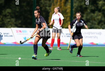 Azione dalla Scozia contro Ulster in Hockey sul primo giorno di scuola Giochi 2016, Loughborough University. Stampa foto di associazione. Picture Data: giovedì 1 settembre 2016. Foto Stock