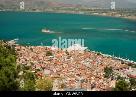 Vista sulla città di Nafplion Foto Stock