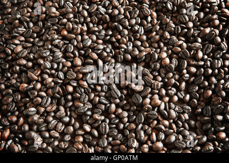 Tasto basso tradizionale caffè torrefatto in grani nel cestello. Foto Stock