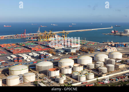 Vista aerea del porto di Barcellona. Foto Stock