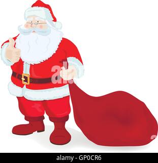 Illustrazione per il Natale e il nuovo anno. Santa Claus. Borsa con doni. Illustrazione Vettoriale