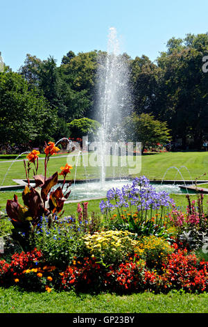 Città Giardino Fontana Acqua, Lindau, Svevia, Baviera, Germania, Europa Foto Stock