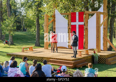 Shakespeare in prua, Princes Island Park, Calgary, Alberta, Canada Foto Stock