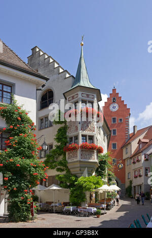 Gate superiore, la piazza del mercato, città alta, Meersburg, Lago di Costanza, Baden-Wuerttemberg, Germania Foto Stock