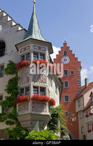 Gate superiore, la piazza del mercato, città alta, Meersburg, Lago di Costanza, Baden-Wuerttemberg, Germania Foto Stock