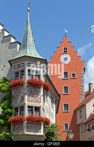 Gate superiore, la piazza del mercato, città alta, Meersburg, Lago di Costanza, Baden-Wuerttemberg, Germania Foto Stock