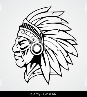 Indian Head Mascot Illustrazione Vettoriale