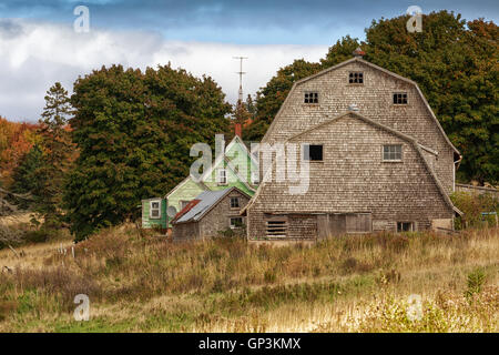 Il vecchio fienile spiovente in America rurale. Foto Stock