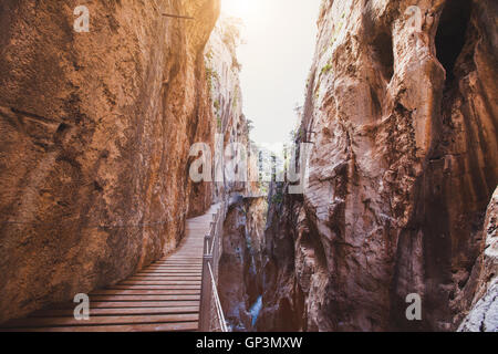 Caminito del Rey percorso escursionistico, El Chorro, Malaga, Spagna Foto Stock