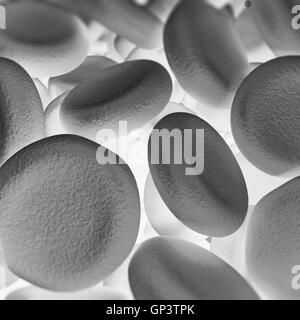 Le cellule del sangue, medico o sfondo microbiologico con profondità di campo. 3d illustrazione Foto Stock