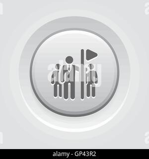 Team Leader e la relativa icona. Pulsante grigio Design. Illustrazione Vettoriale