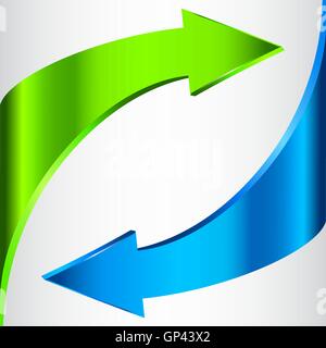 Frecce di segno. Blu Il colore verde. Isolato su bianco. Illustrazione Vettoriale