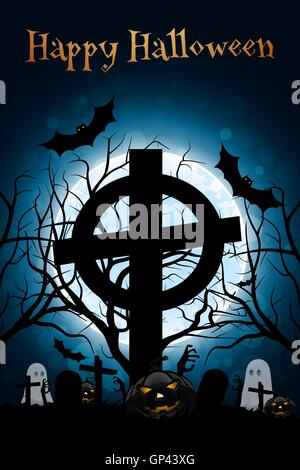 Halloween Zombie Party Poster. Holiday card. Illustrazione Vettoriale