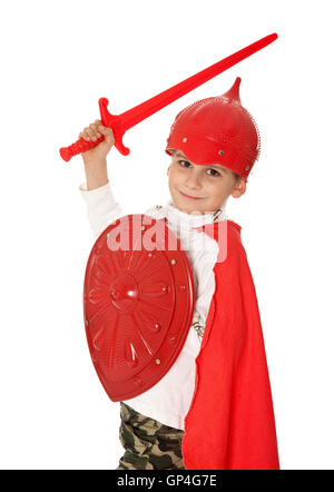 Ragazzo giovane vestito come un cavaliere Foto Stock