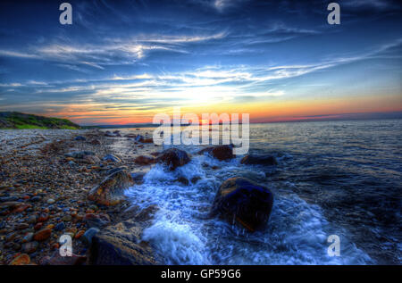 Tramonto sulla spiaggia di Montauk New York Foto Stock