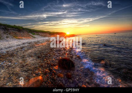 Tramonto sulla spiaggia di Montauk New York Foto Stock