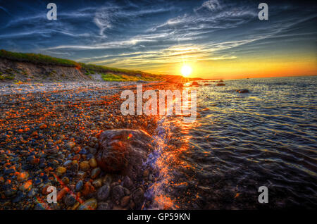 Tramonto sulla spiaggia di Montauk, New York Foto Stock