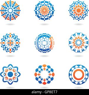 Illustrazione vettoriale di arancione e blu, ornamenti astratti Illustrazione Vettoriale