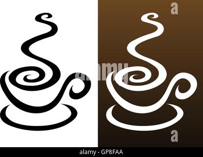 Tazza di caffè le icone in 2 colori Illustrazione Vettoriale