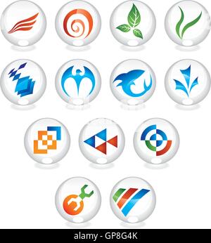 Le icone nel round sfere di vetro Illustrazione Vettoriale