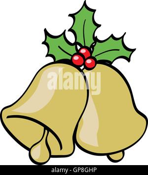 Jingle Bells e Holly bacche, cartoon Illustrazione Vettoriale