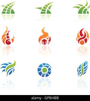 Vari elementi di natura icone, isolato Illustrazione Vettoriale