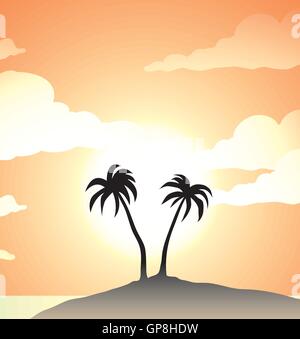 Palme su un isola tropicale Illustrazione Vettoriale