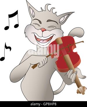 Cantando cat e vettore di violino Illustrazione Vettoriale