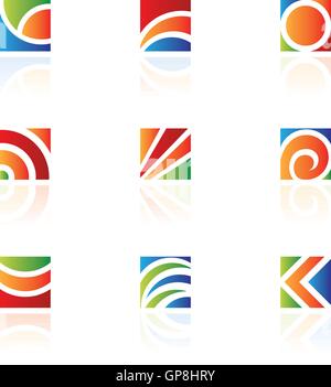 Colorate icone quadrate isolate su bianco Illustrazione Vettoriale