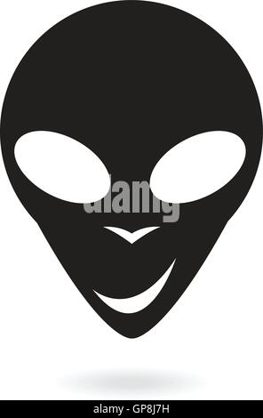 Alien nero isolato su bianco Illustrazione Vettoriale