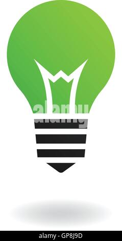 La lampadina verde isolato su bianco Illustrazione Vettoriale