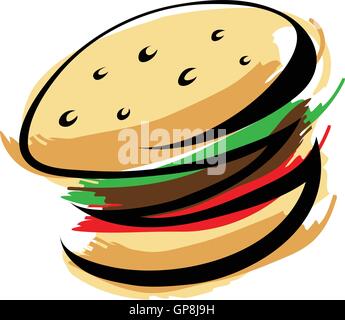 Burger isolato su bianco Illustrazione Vettoriale