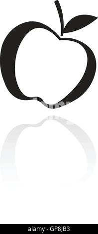 Linea nera arte apple isolato su bianco Illustrazione Vettoriale