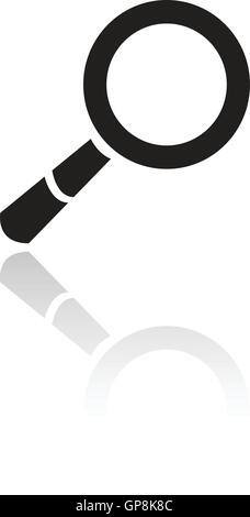 Linea nera arte magnifier isolato su bianco Illustrazione Vettoriale