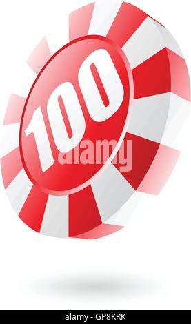 Rosso chip roulette isolato su bianco Illustrazione Vettoriale