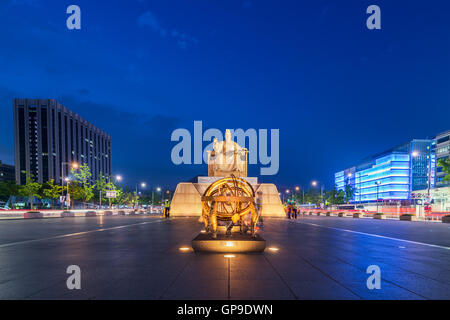Corea,sejong statua che si trova nella città di Seoul, Corea del sud. Foto Stock
