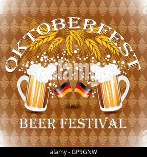 In stile vintage emblema con bicchieri di birra. Illustrazione Vettoriale