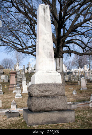 Tomba di Giovanni documento Wilkes Booth che ha assassinato il presidente Abraham Lincoln in Baltimore Maryland Foto Stock